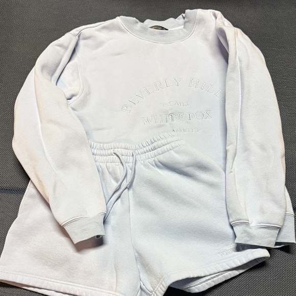White Fox Boutique Tops - White Fox Boutique Pale Lavender Embossed Crewneck Sweatshirt